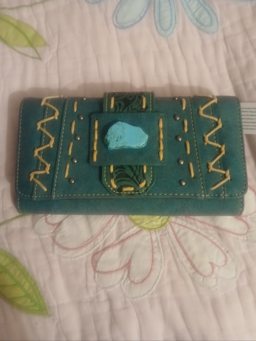 Montana West Teal Women's Wallet with Turquoise Stone Accent
